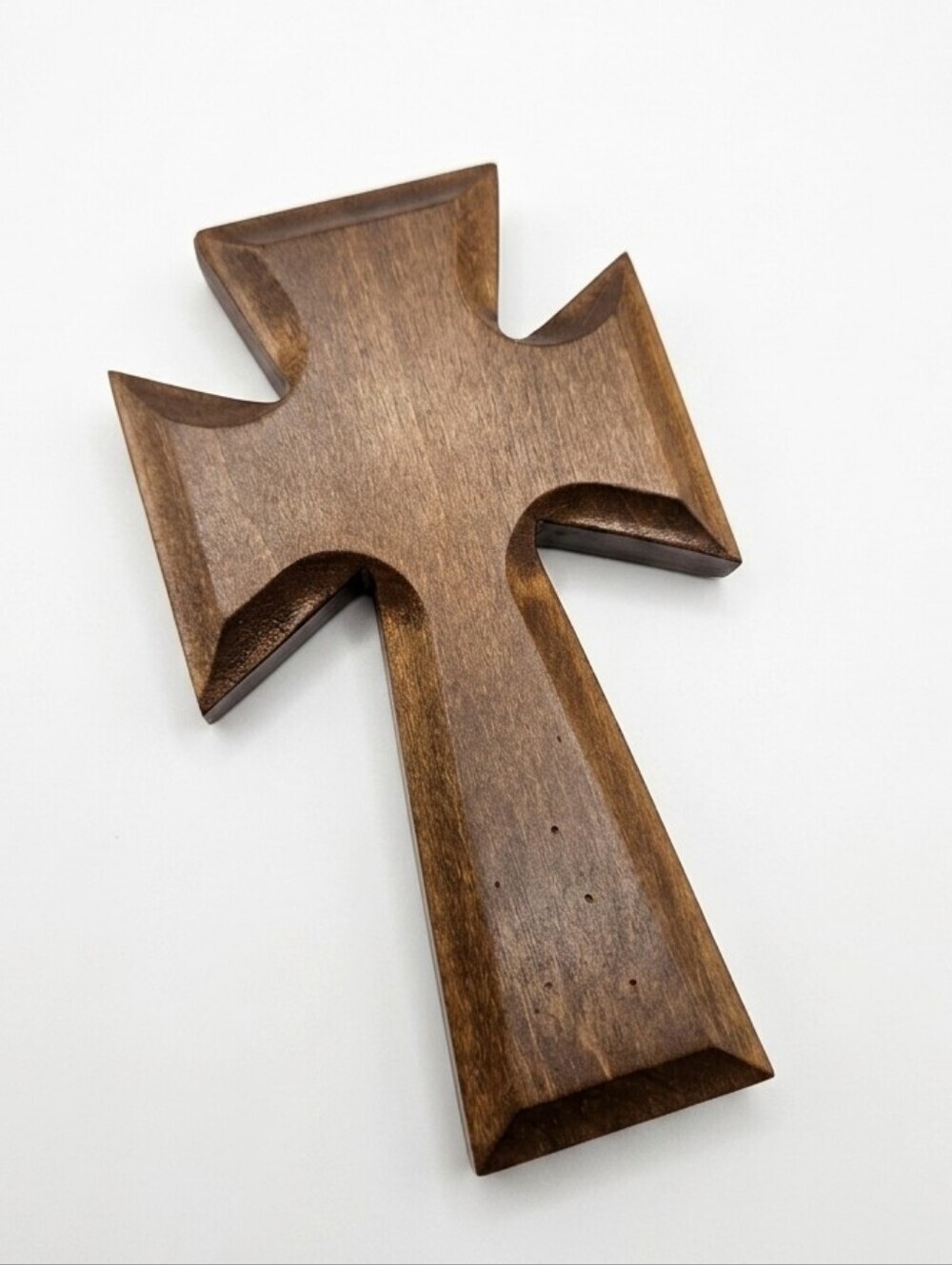 Rustic Hand-Carved Wood Wall Cross - Flared Canterbury Style - 6.5"
